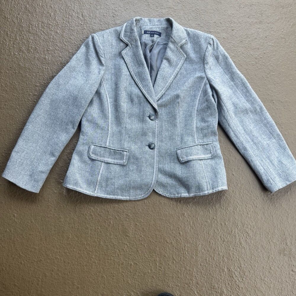 Anne Klein Women's Sz 16 Gray Cotton Wool Rayon Jacket Office Siren Business